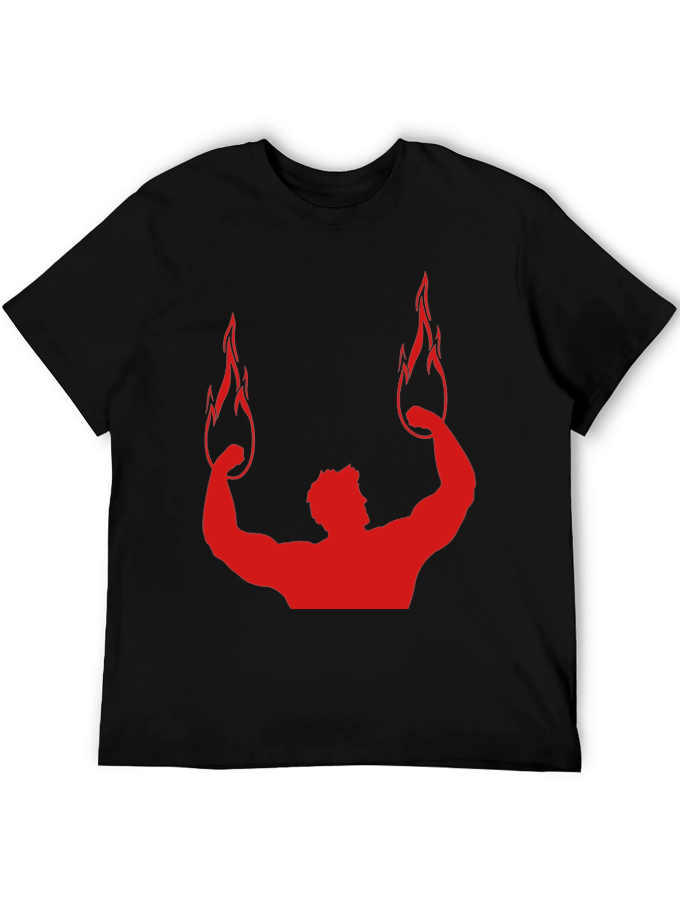 Red Flame Bodybuilding Graphic Black Tee