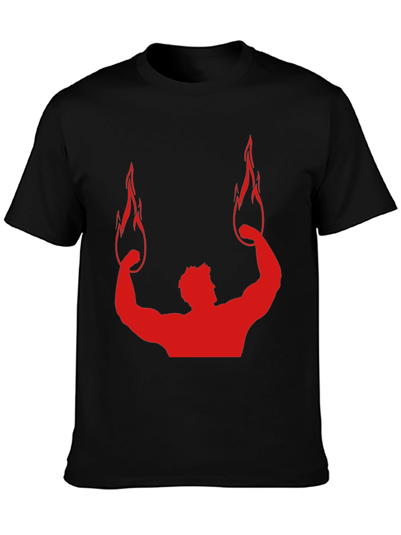 Red Flame Bodybuilding Graphic Black Tee