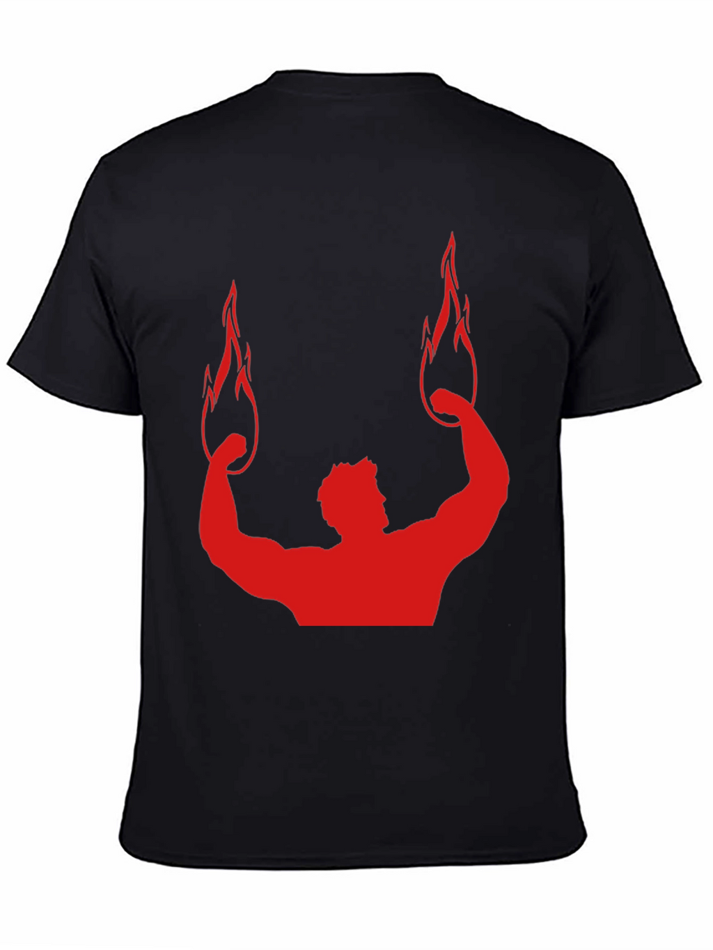 Red Flame Bodybuilding Graphic Black Tee