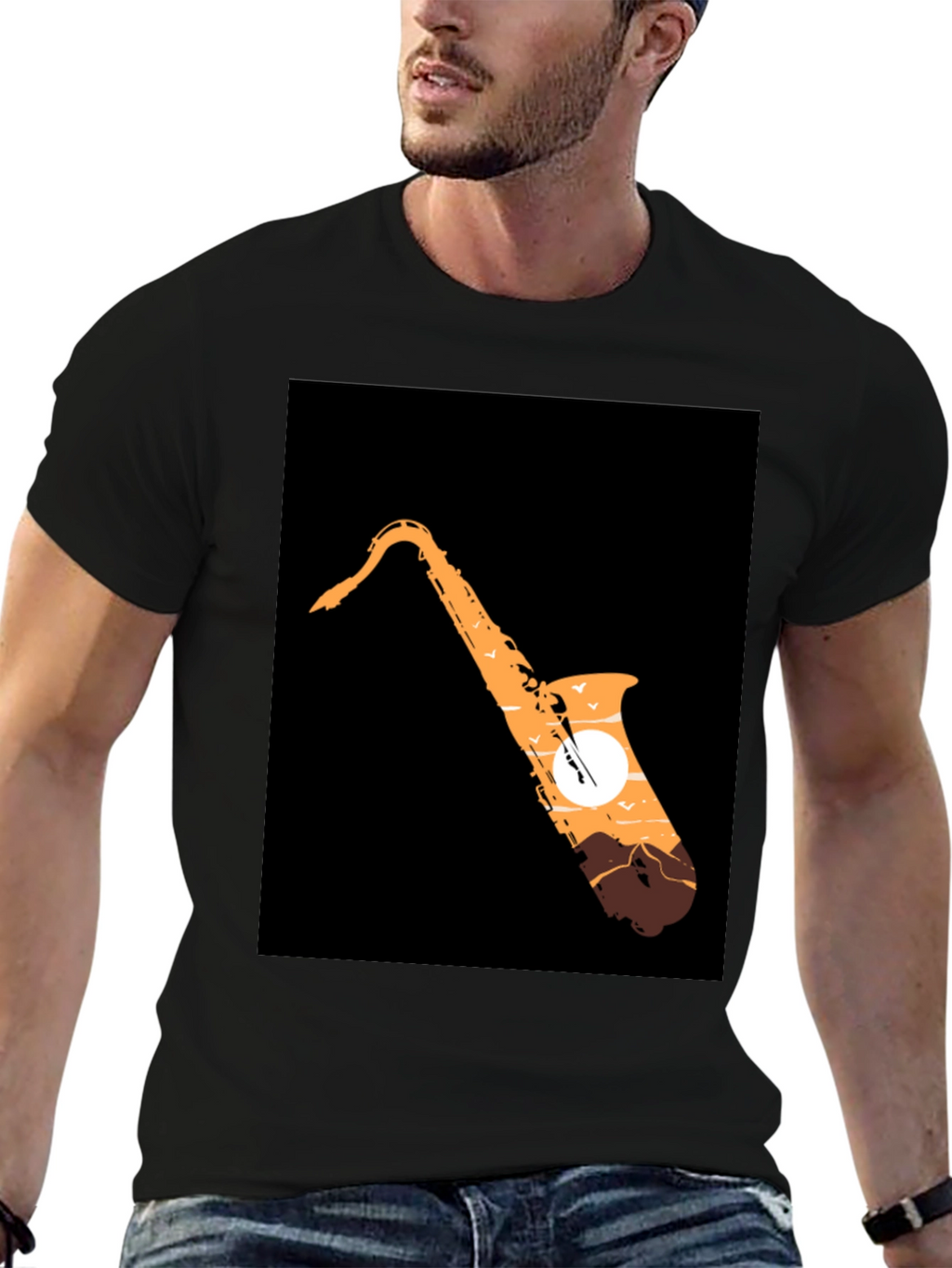 Saxophone Sunset Graphic Tee - Cool Musician T-Shirt