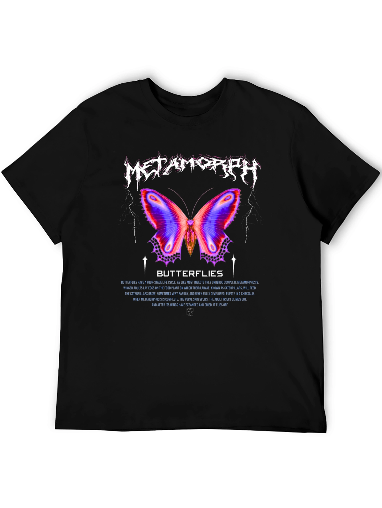 Metamorph Butterfly Graphic Tee - Black Cotton Blend
