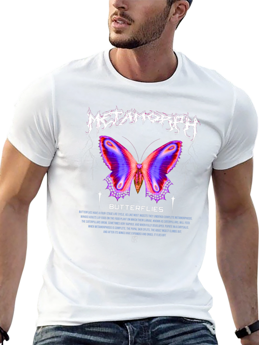 Metamorph Butterfly Graphic Tee - Black Cotton Blend