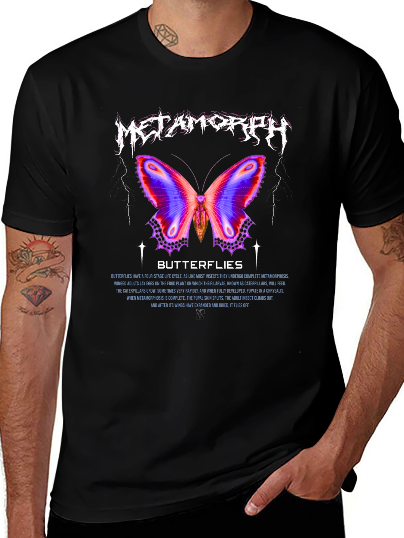 Metamorph Butterfly Graphic Tee - Black Cotton Blend