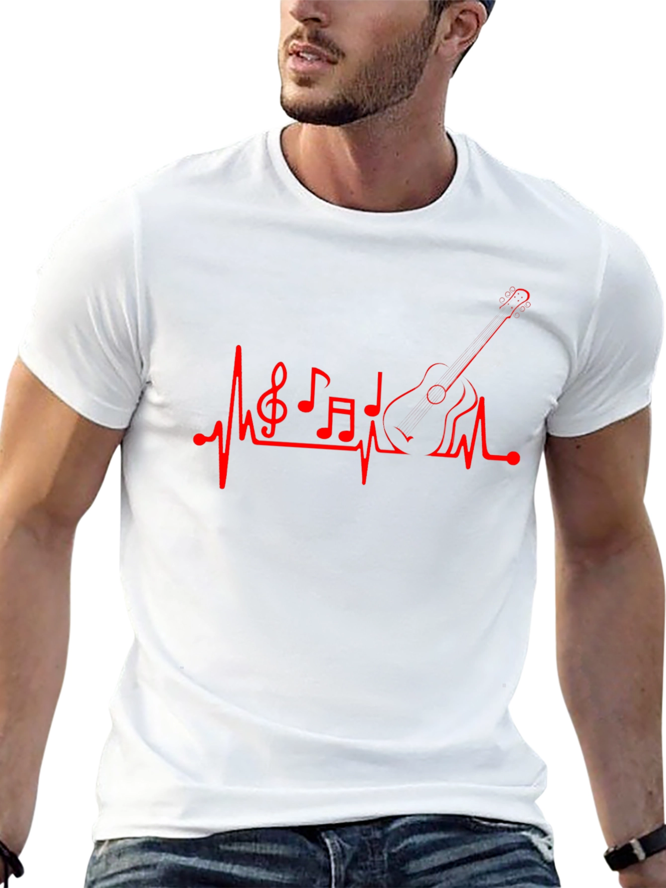 Musical Heartbeat Guitar Graphic T-Shirt