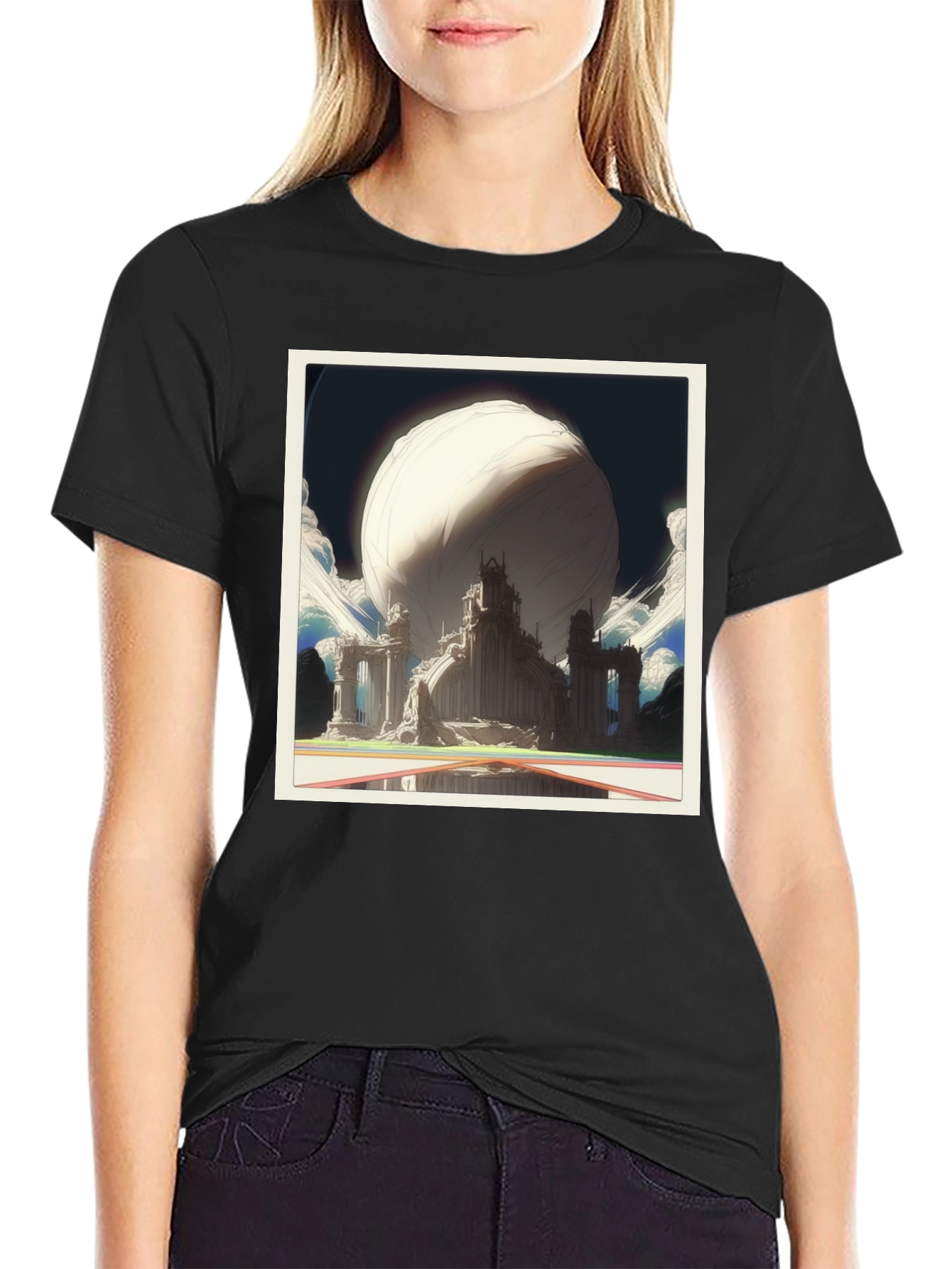Abstract Sci-Fi Cityscape Graphic Tee