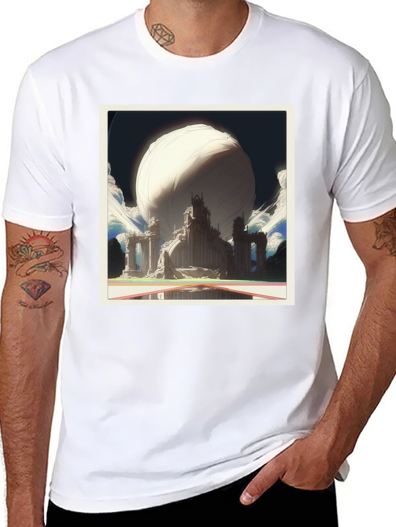 Abstract Sci-Fi Cityscape Graphic Tee