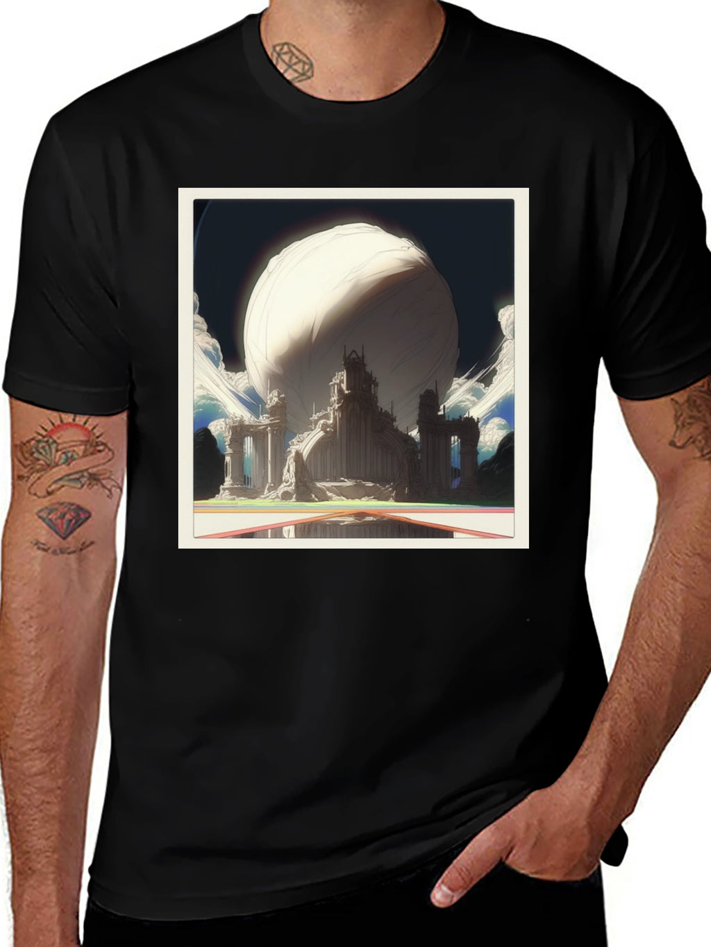 Abstract Sci-Fi Cityscape Graphic Tee