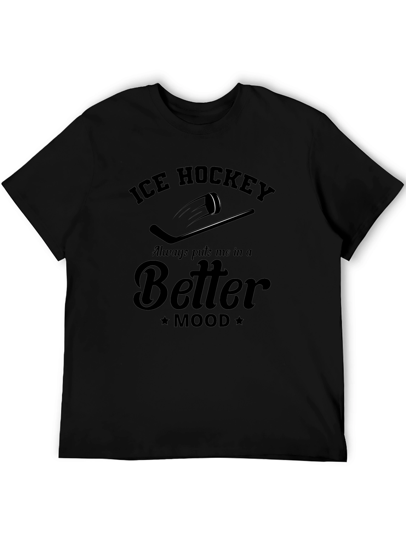 Ice Hockey Better Mood Black Graphic Tee