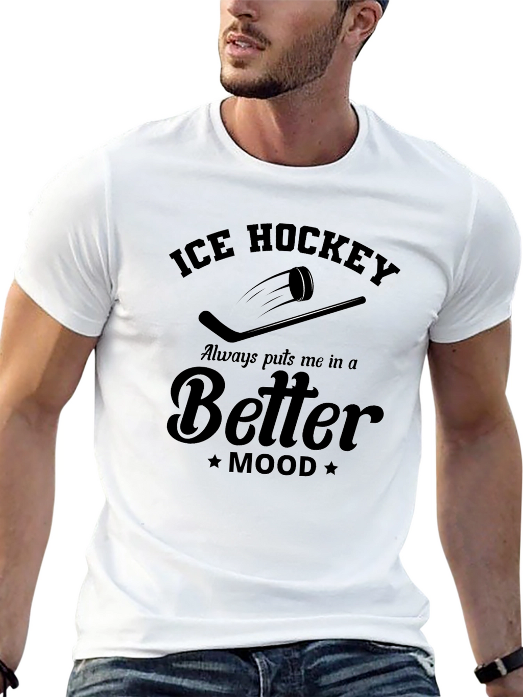 Ice Hockey Better Mood Black Graphic Tee