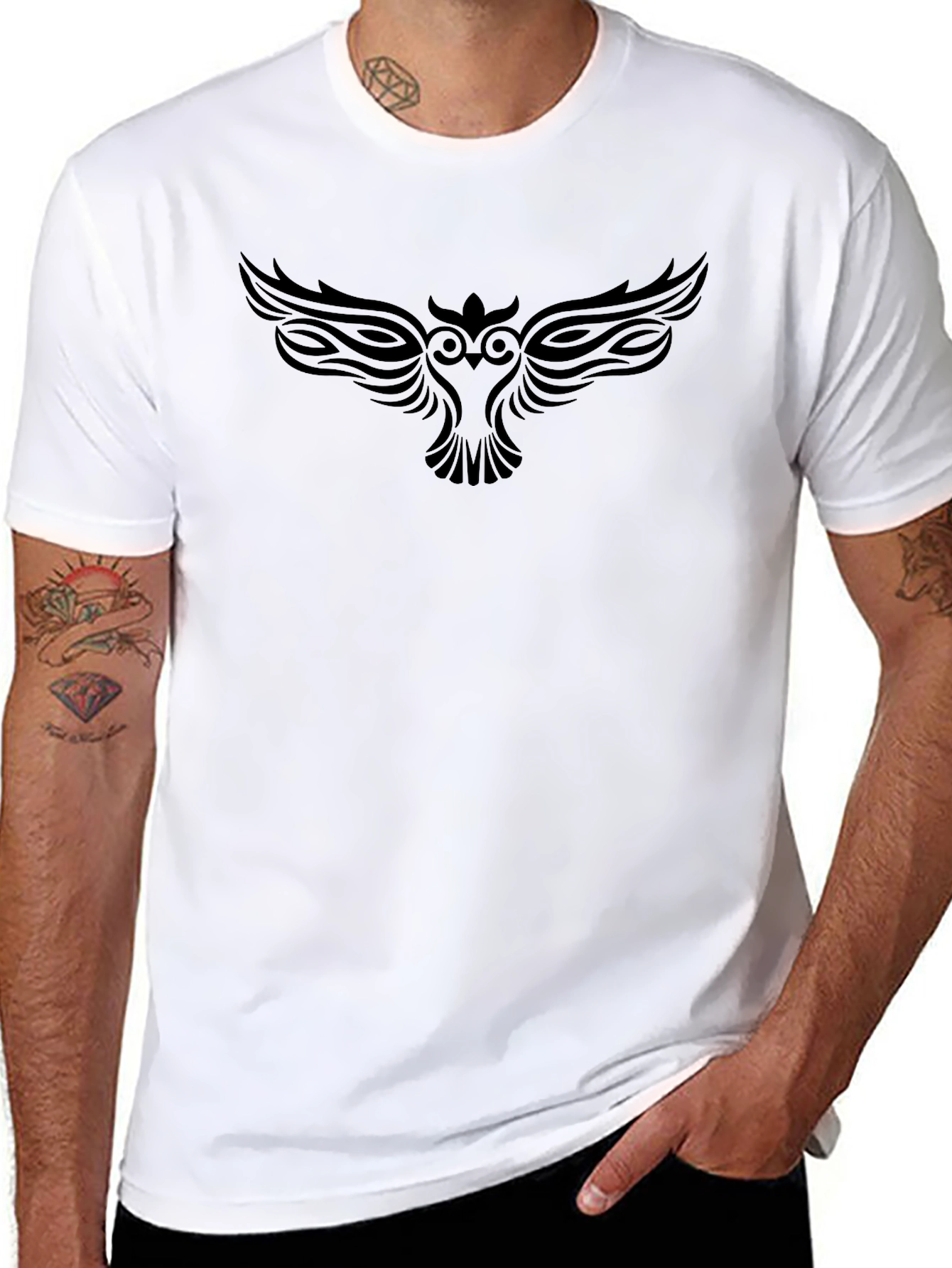 Mens Black Owl Graphic Tee - Stylish & Unique!