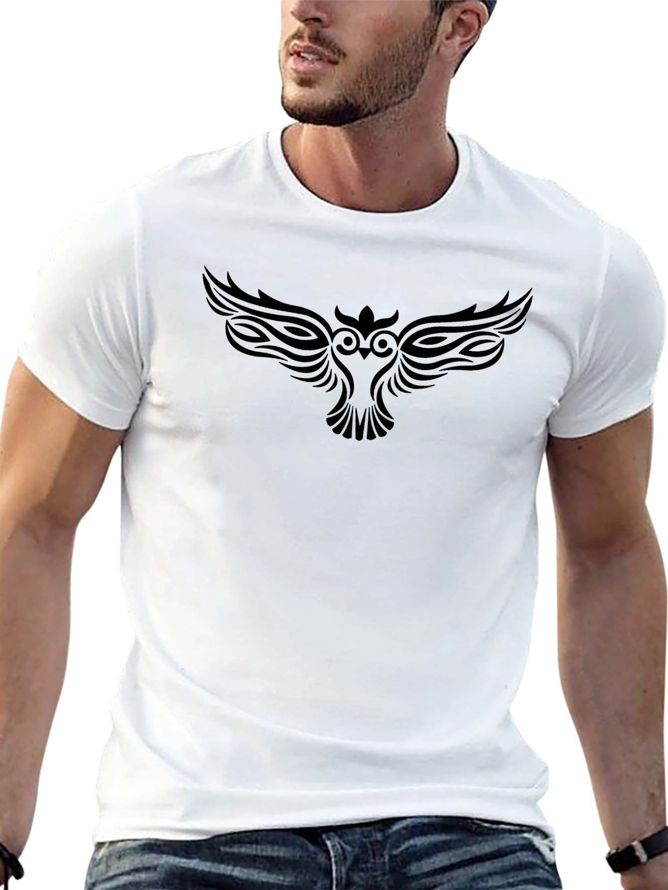 Mens Black Owl Graphic Tee - Stylish & Unique!