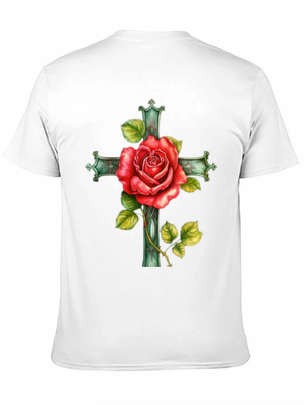 Rose Cross Graphic Tee - Stylish Black T-Shirt