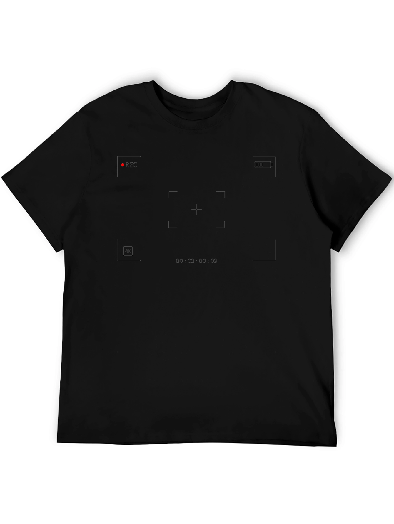 Black 4K Recording Mode Graphic T-Shirt