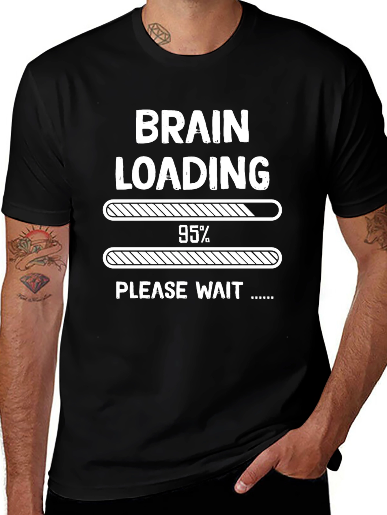 Brain Loading 95% Funny Graphic T-Shirt