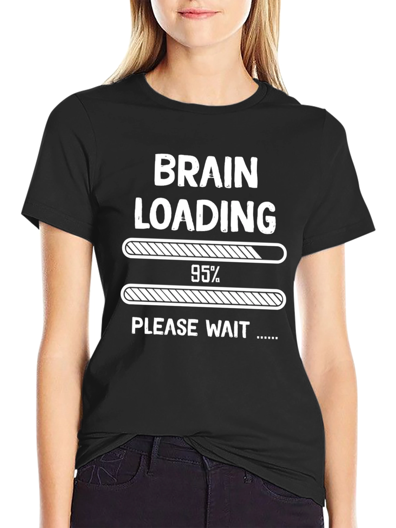 Brain Loading 95% Funny Graphic T-Shirt