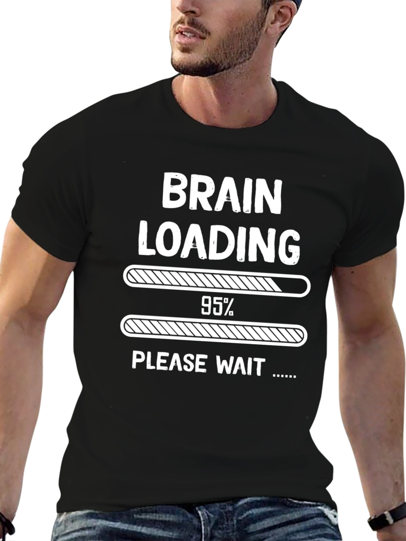 Brain Loading 95% Funny Graphic T-Shirt