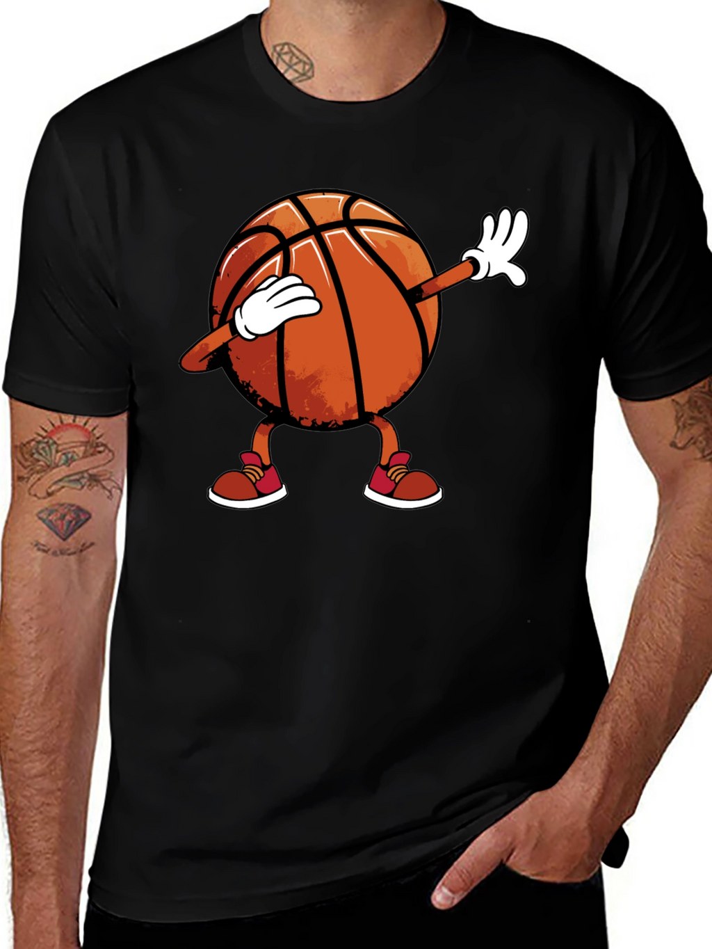 Dabbing Basketball Graphic Tee - Black