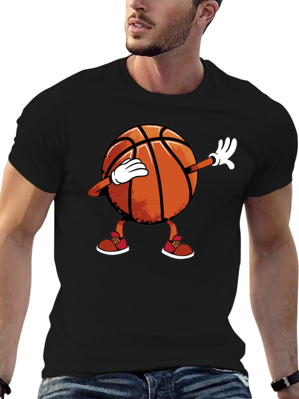 Dabbing Basketball Graphic Tee - Black