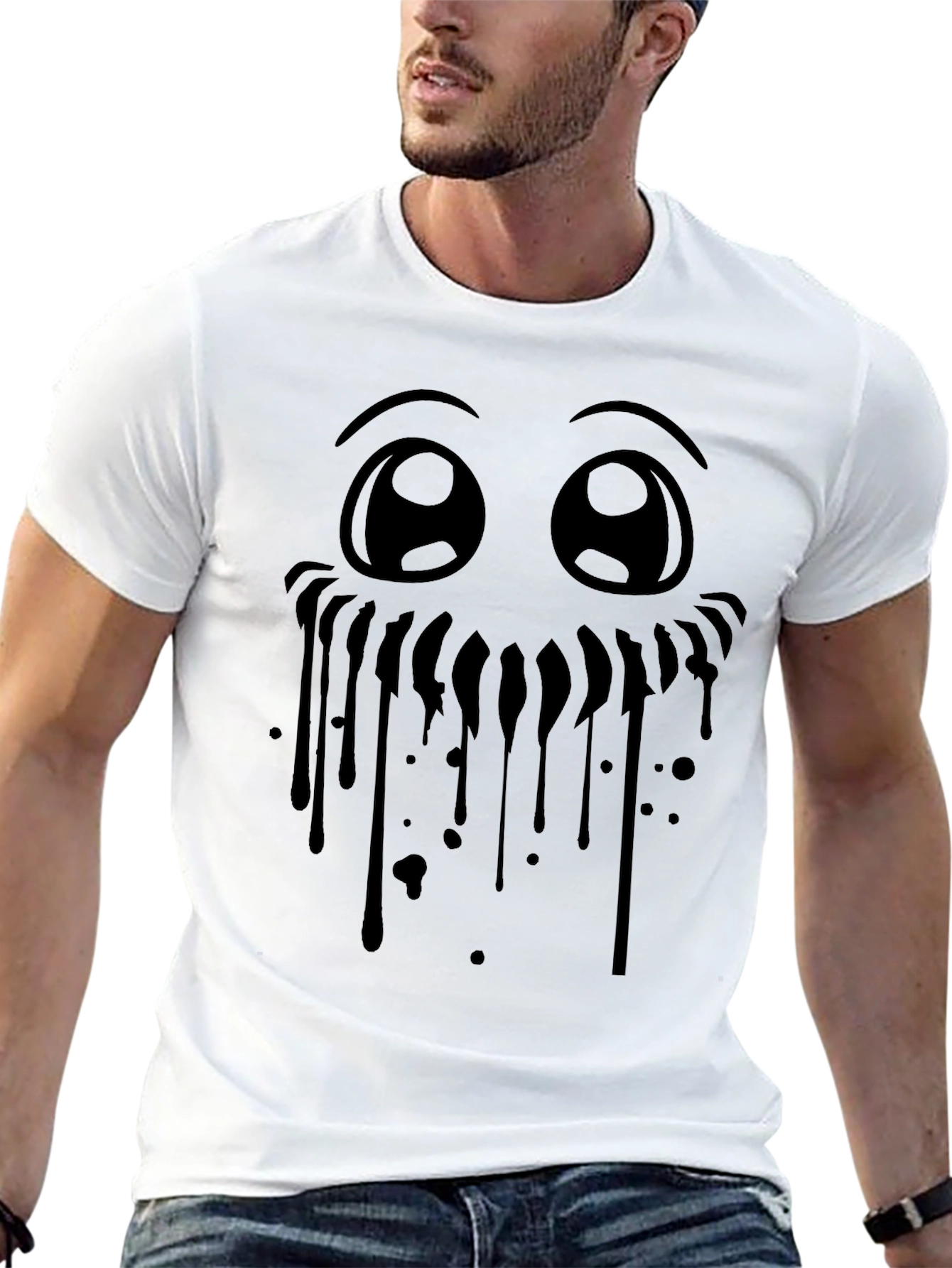 Creepy Cute Face Black Graphic Tee