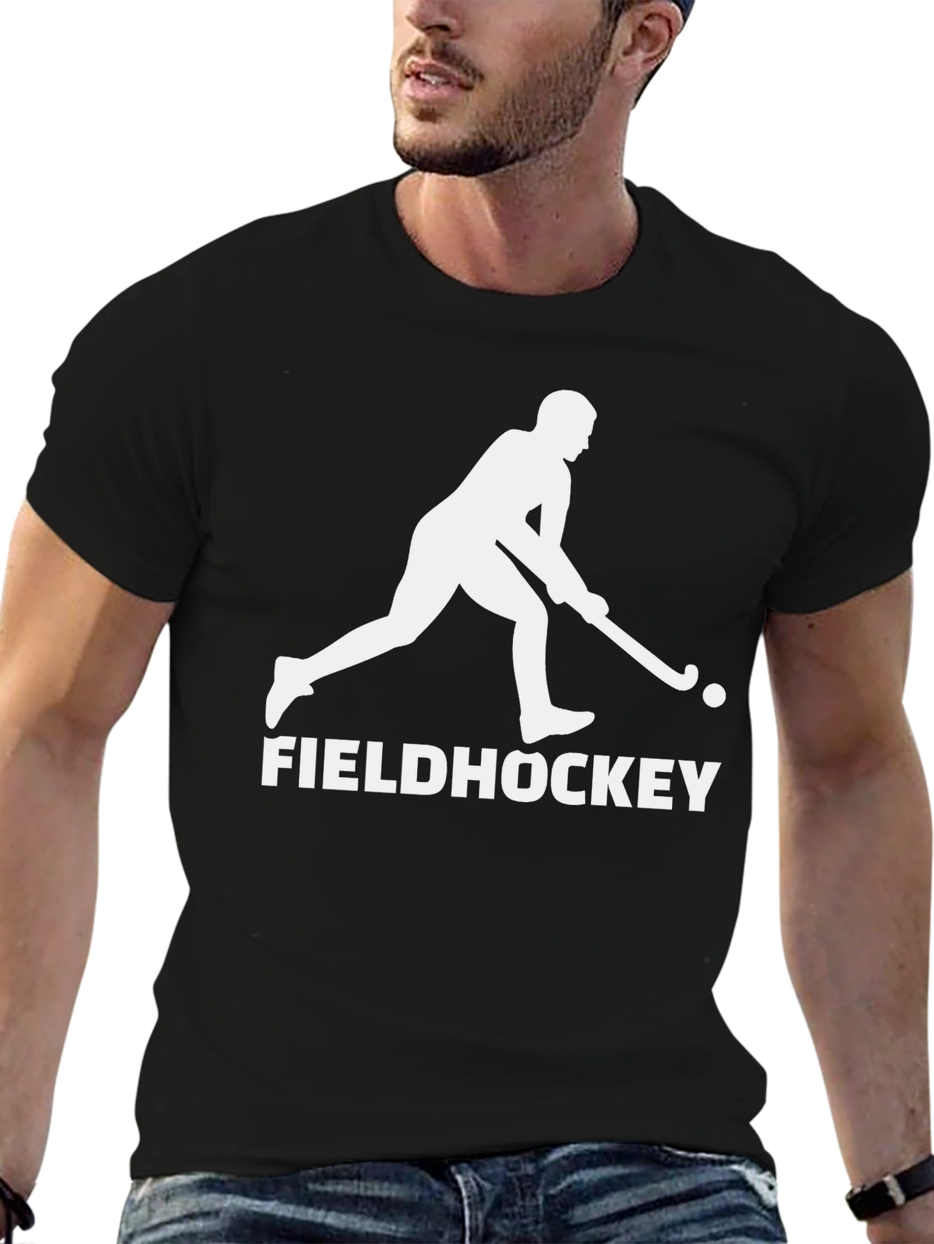Field Hockey Graphic Tee - Black Cotton T-Shirt