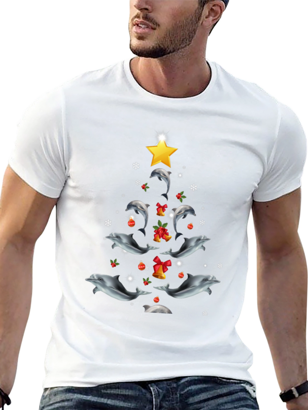 Dolphin Christmas Tree Graphic Tee