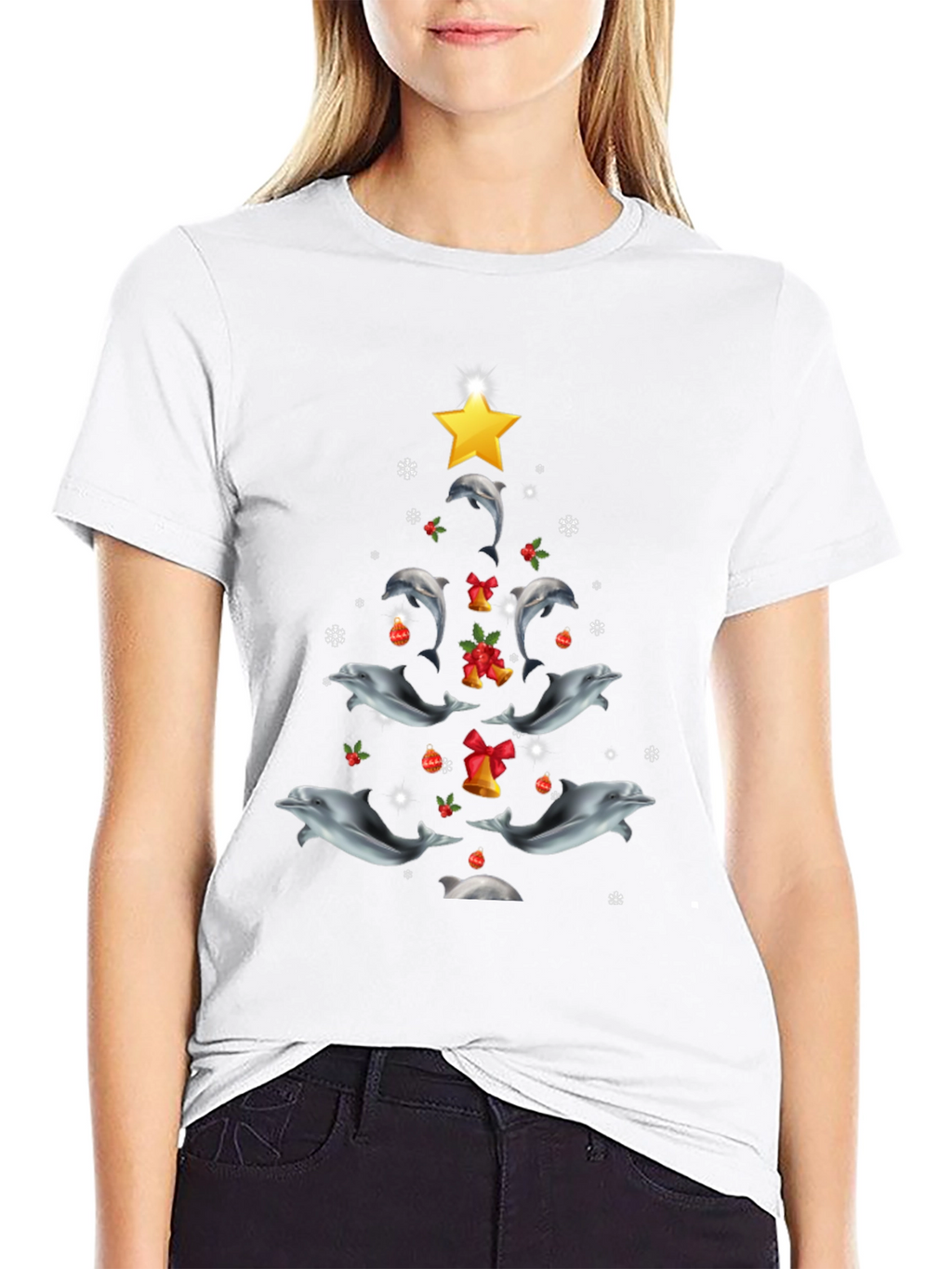 Dolphin Christmas Tree Graphic Tee
