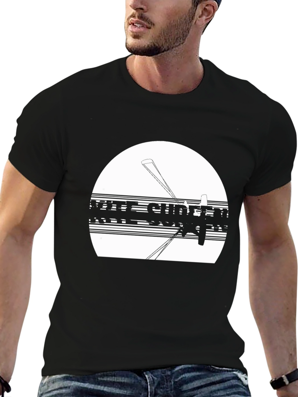 Kite Surfing Black T-Shirt for Men