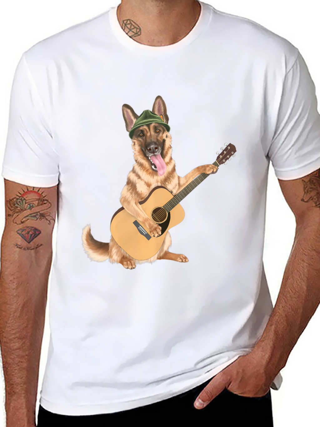 Dog Playing Guitar Graphic Tee