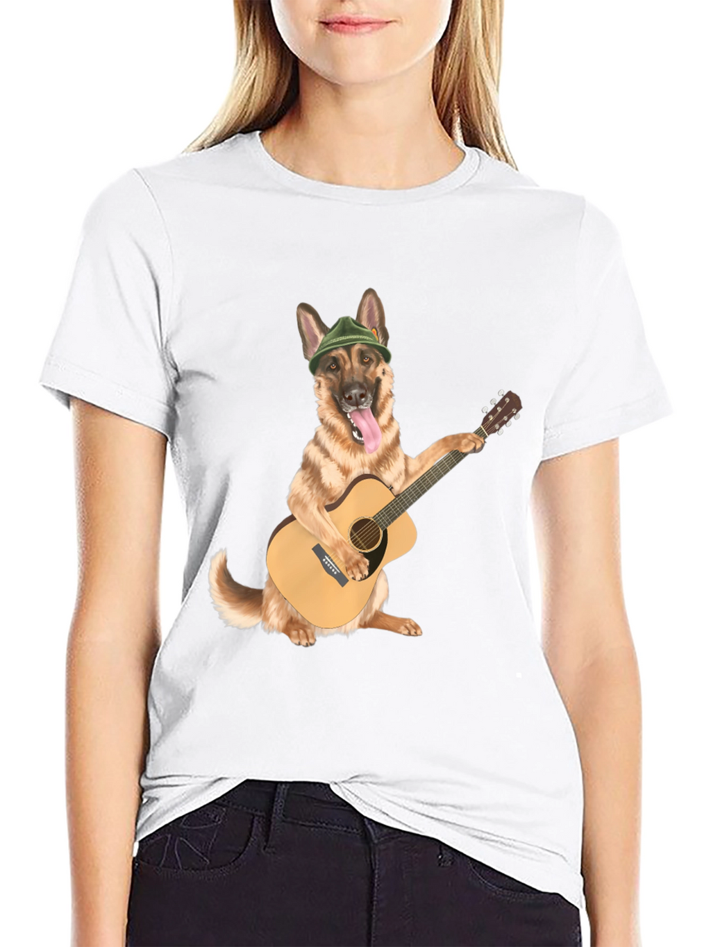 Dog Playing Guitar Graphic Tee