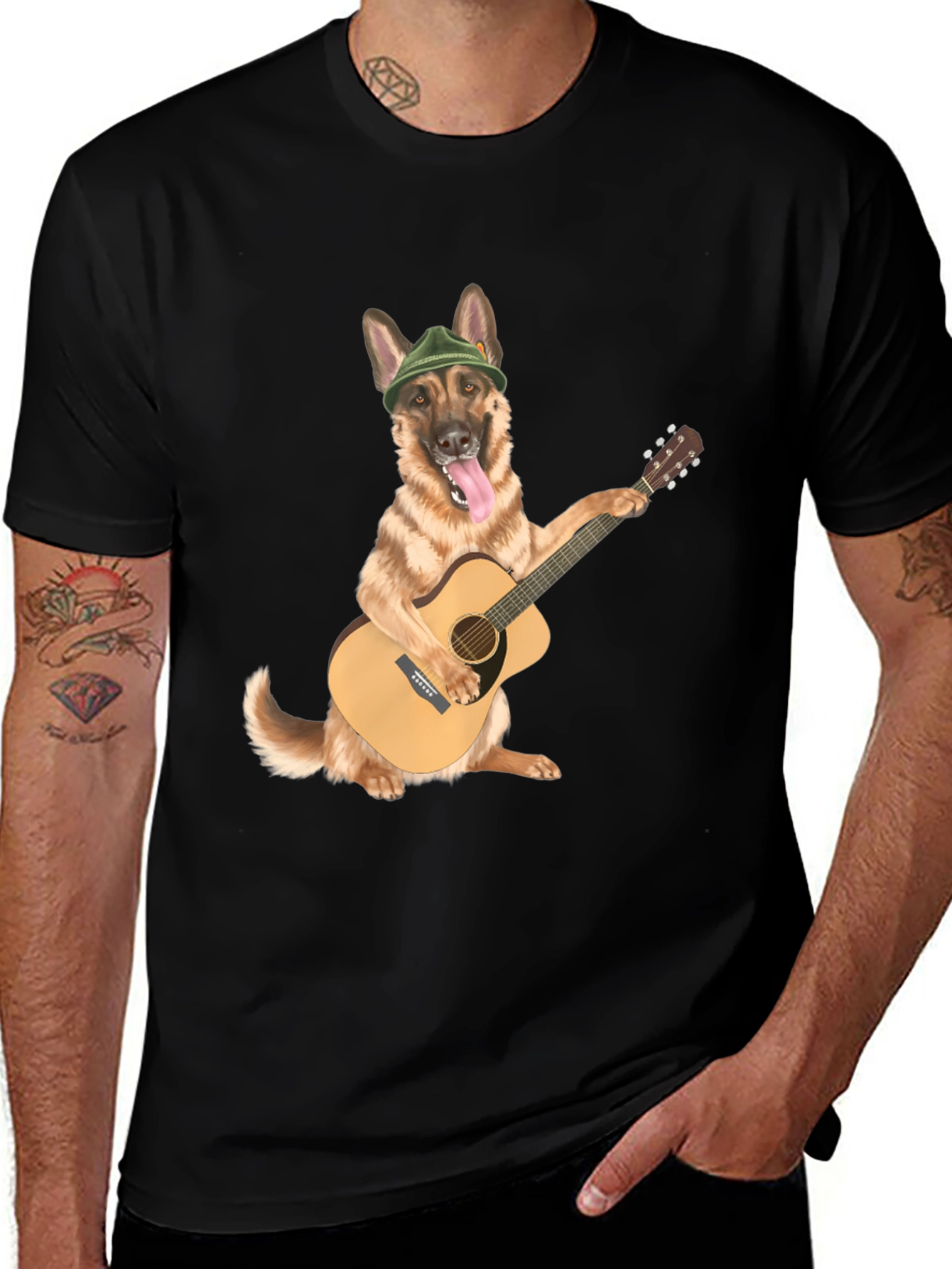 Dog Playing Guitar Graphic Tee