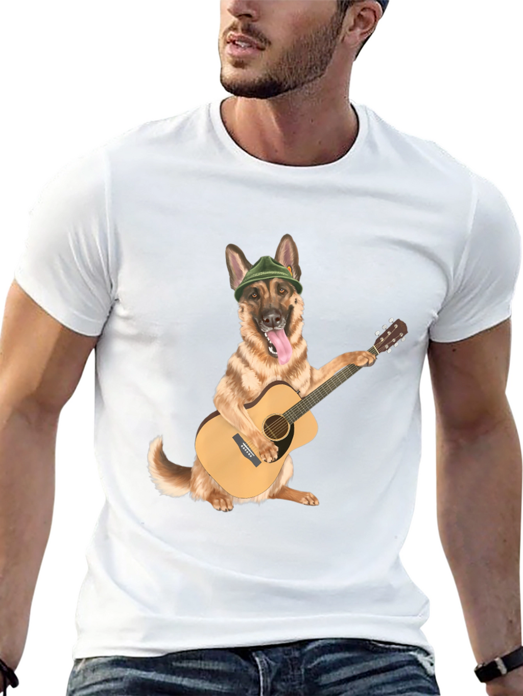 Dog Playing Guitar Graphic Tee