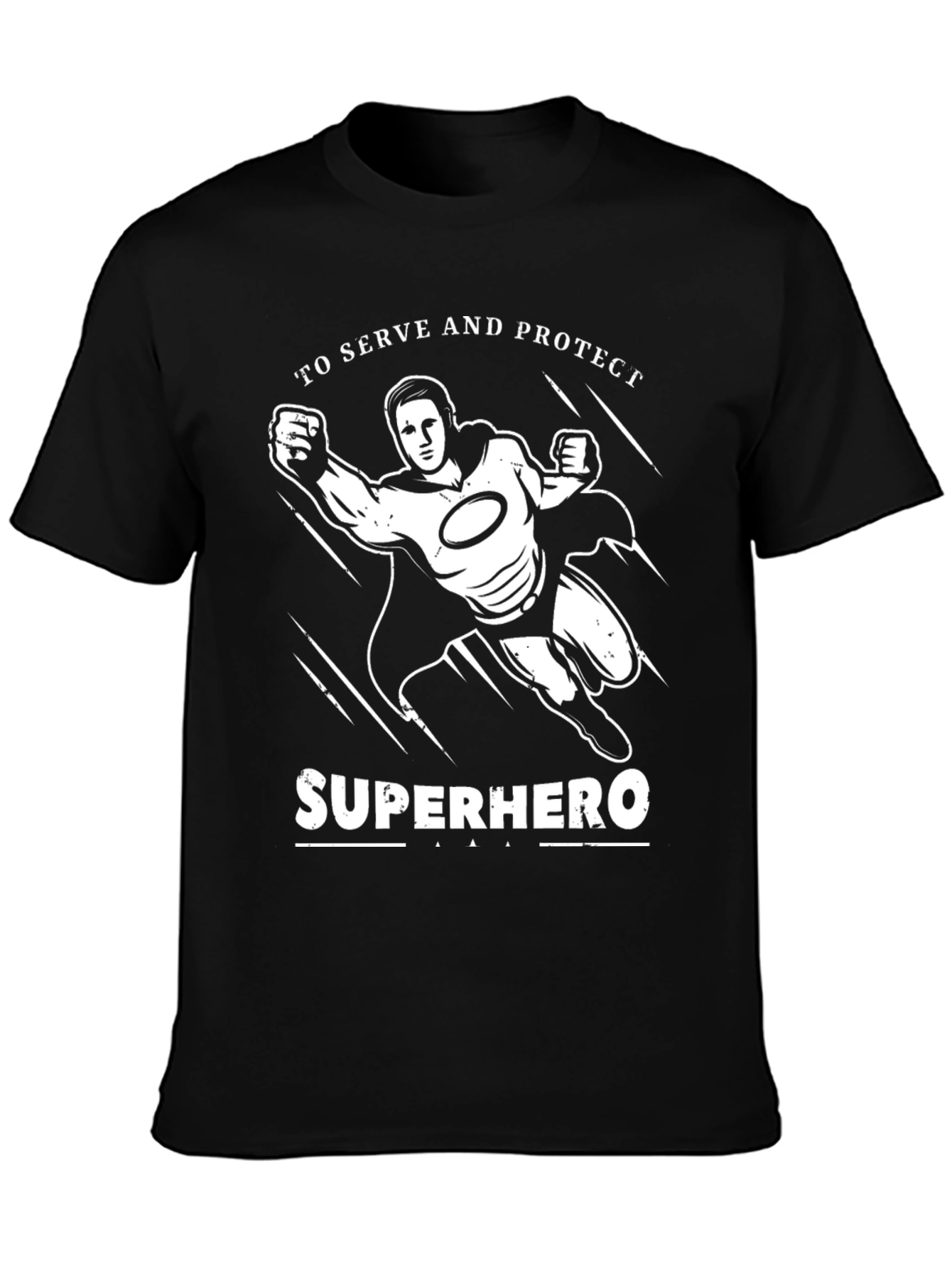 Superhero To Serve and Protect Black Graphic T-Shirt
