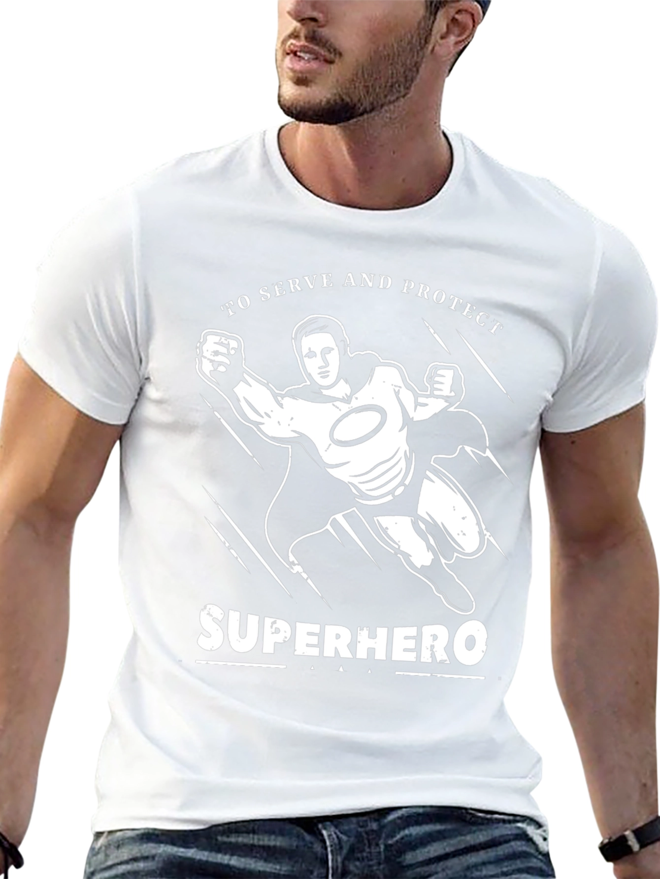 Superhero To Serve and Protect Black Graphic T-Shirt