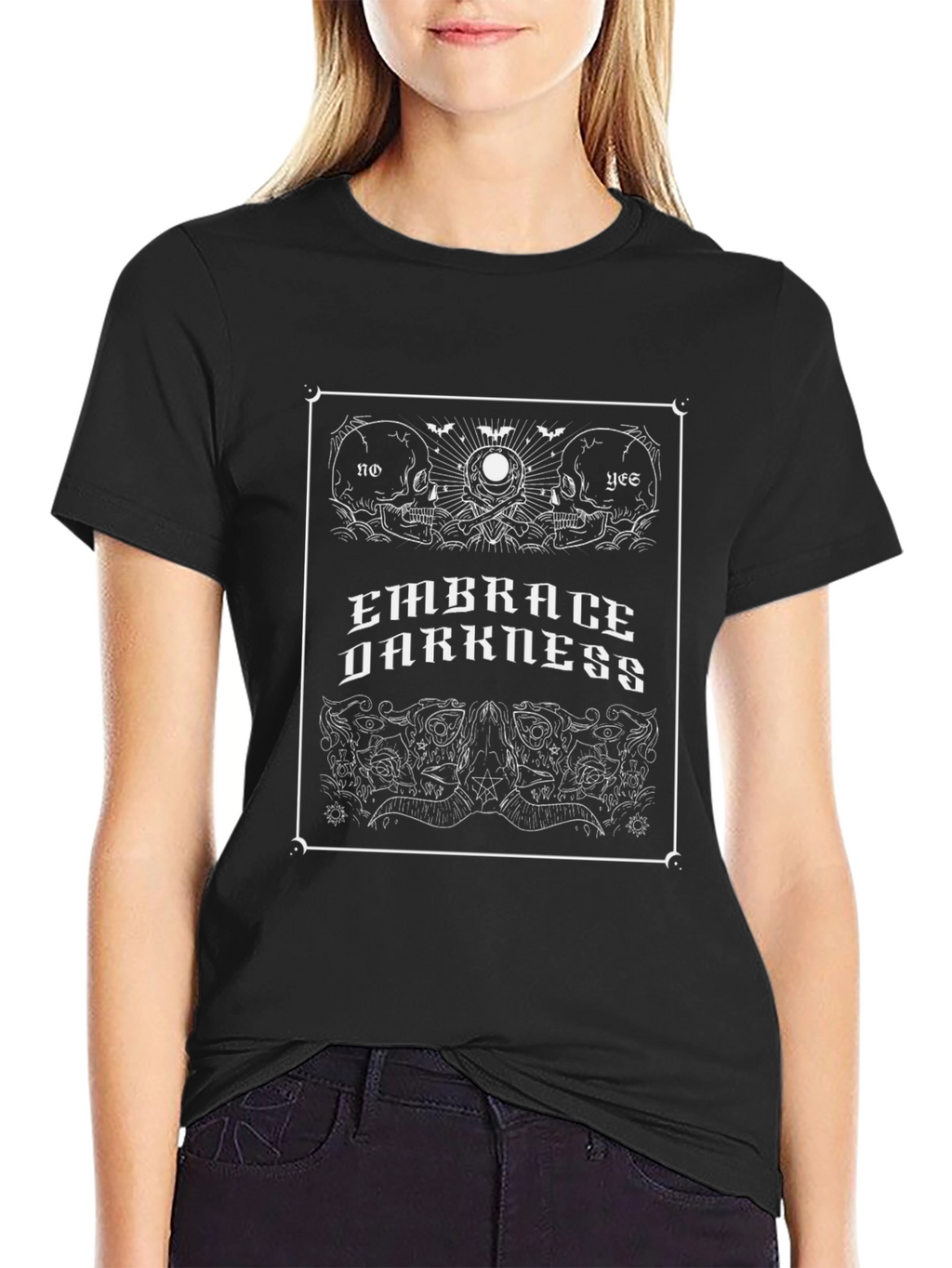 Embrace Darkness Graphic T-Shirt - Skull Design