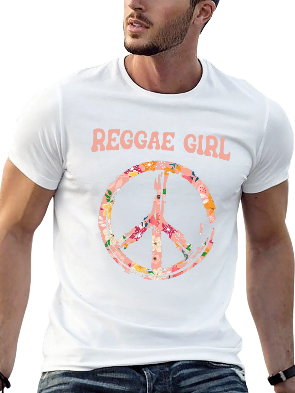 Reggae Girl Peace Sign Graphic Tee - Black