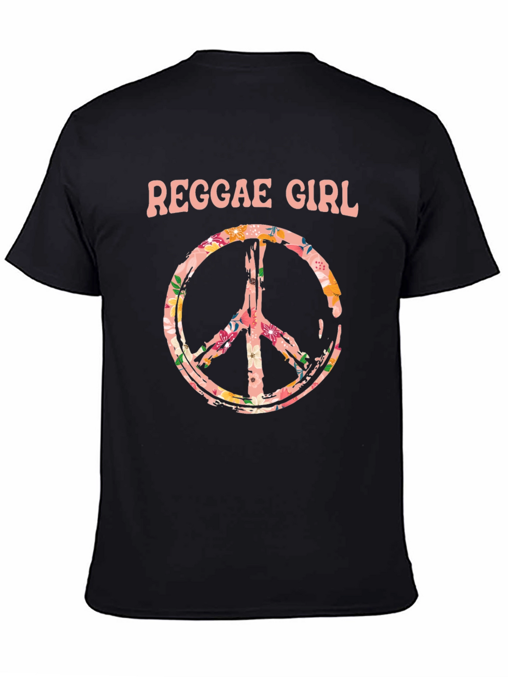 Reggae Girl Peace Sign Graphic Tee - Black