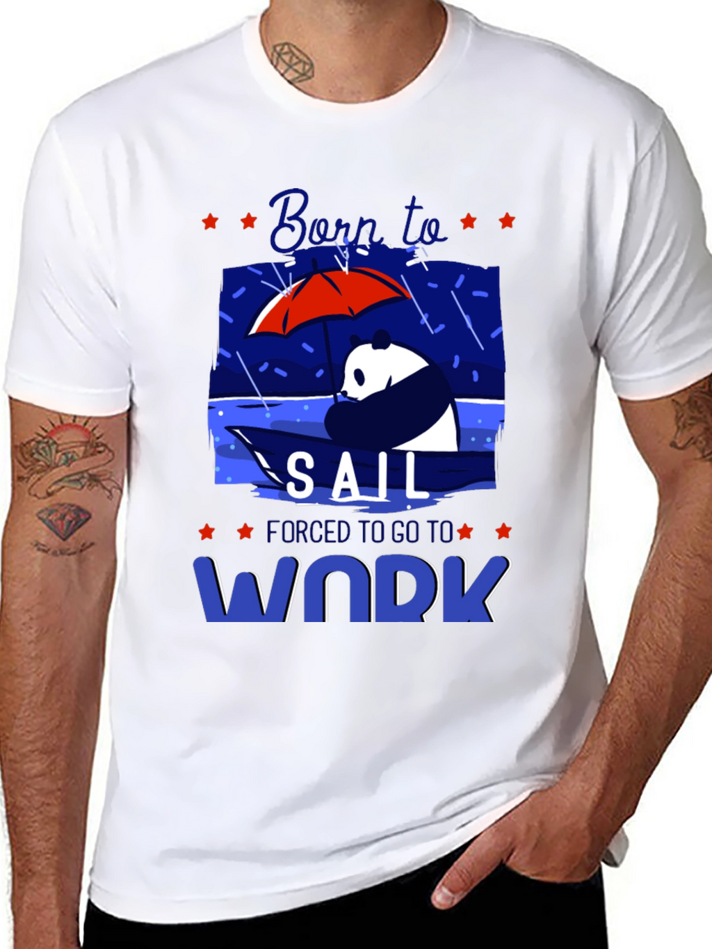 Born to Sail T-Shirt Panda Graphic Tee