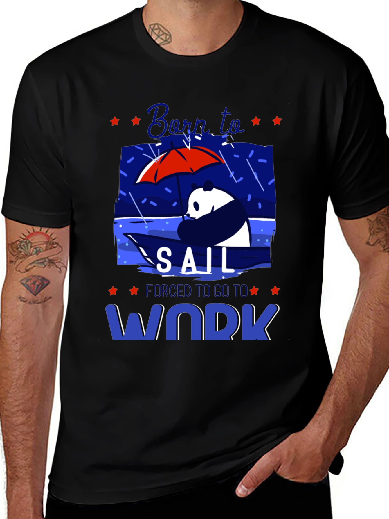 Born to Sail T-Shirt Panda Graphic Tee