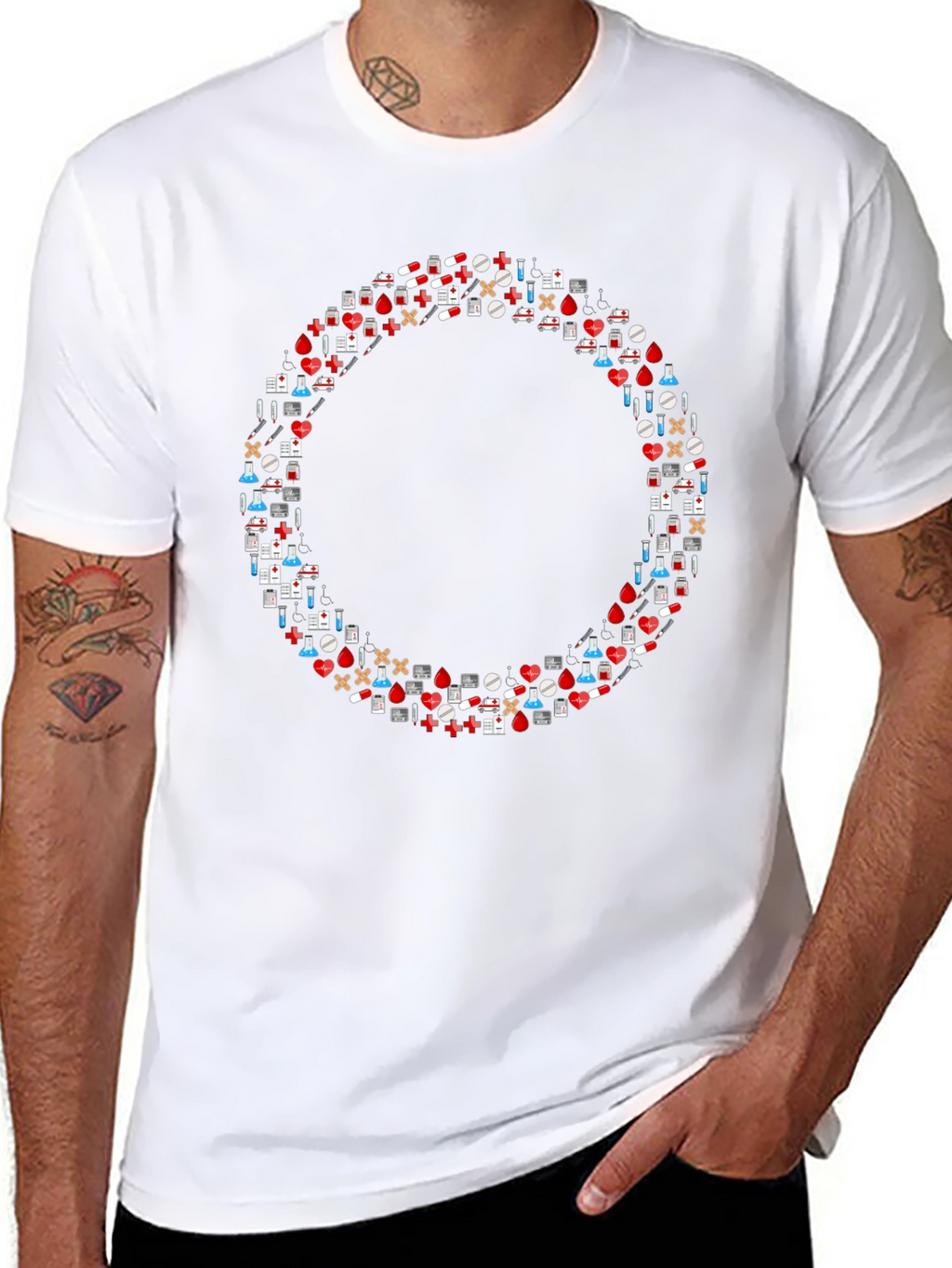 Medical Symbol Circle Black T-Shirt