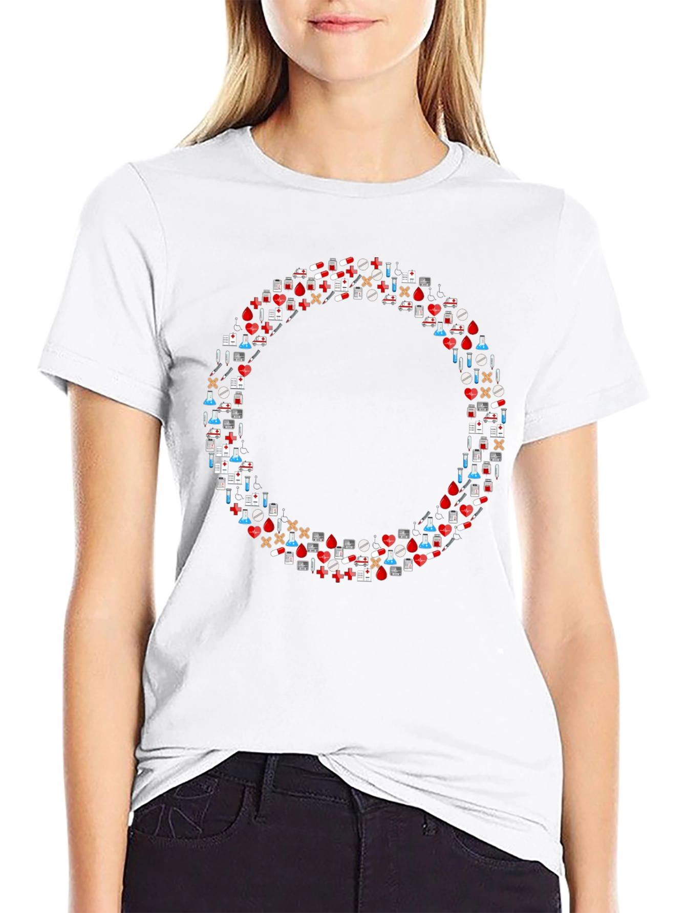 Medical Symbol Circle Black T-Shirt