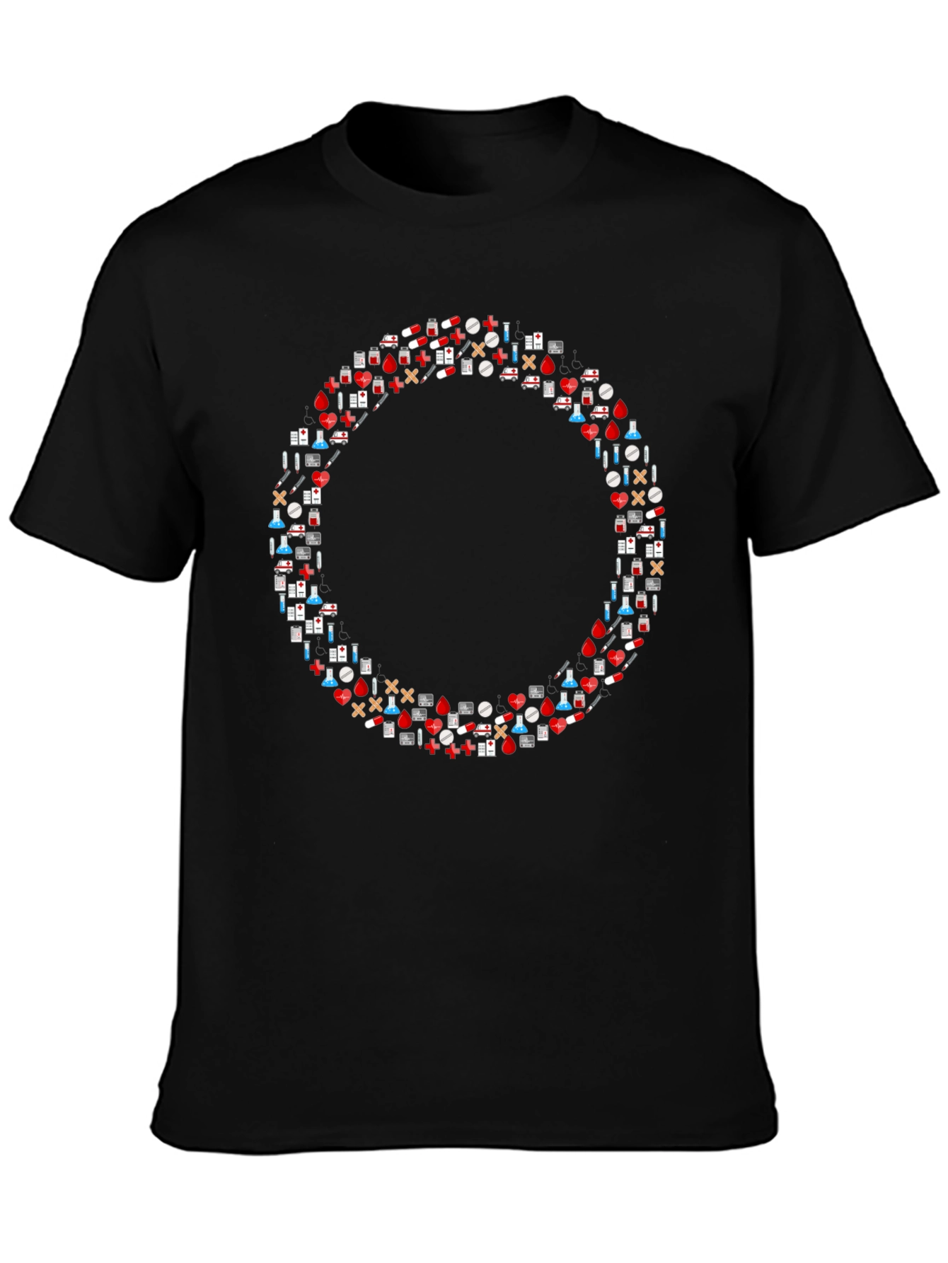 Medical Symbol Circle Black T-Shirt