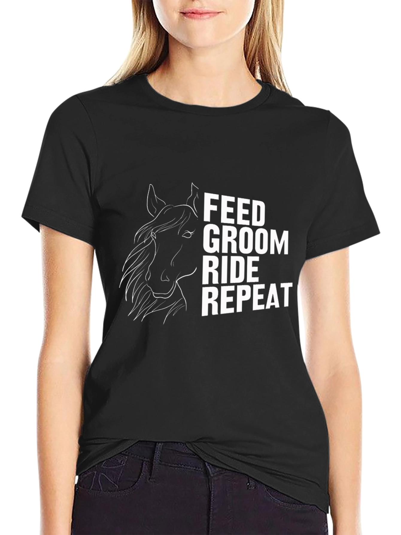 Feed Groom Ride Repeat T-Shirt - Horse Lover Tee