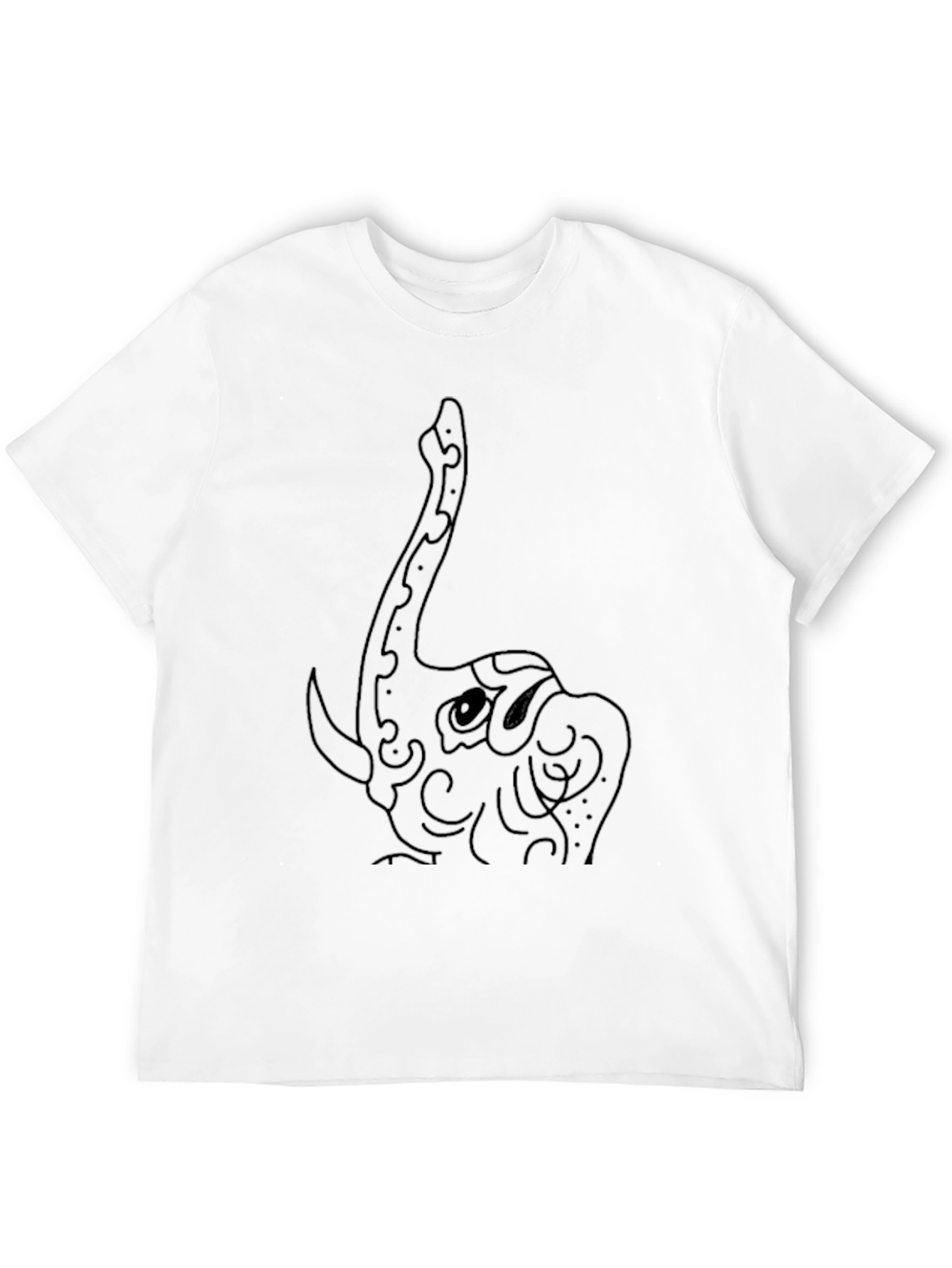 Elephant Outline Black T-Shirt