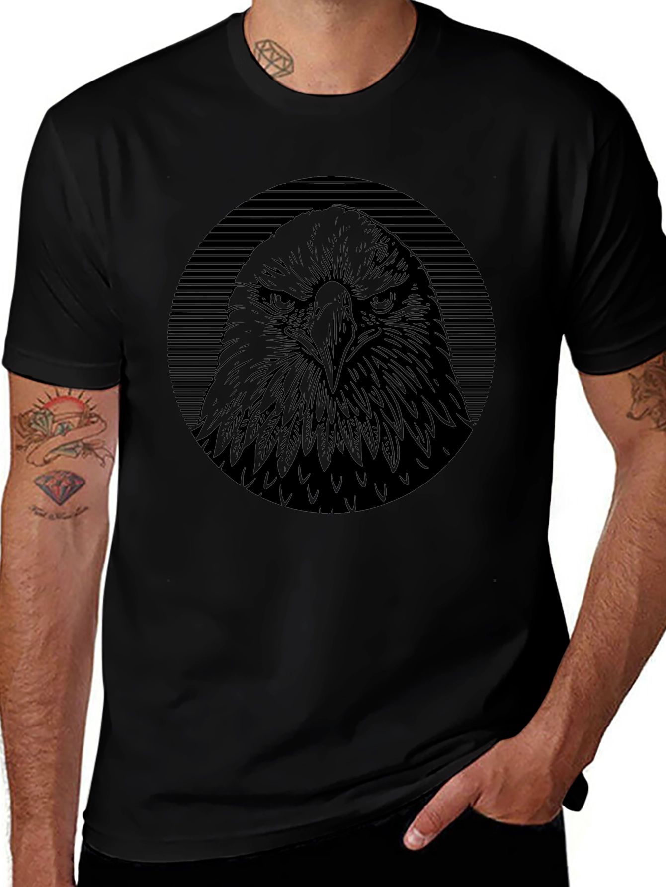 Mens Eagle Graphic Black T-Shirt