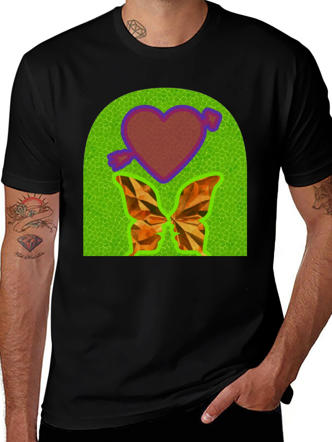 Heart & Butterfly Graphic Tee - Unique Design T-Shirt
