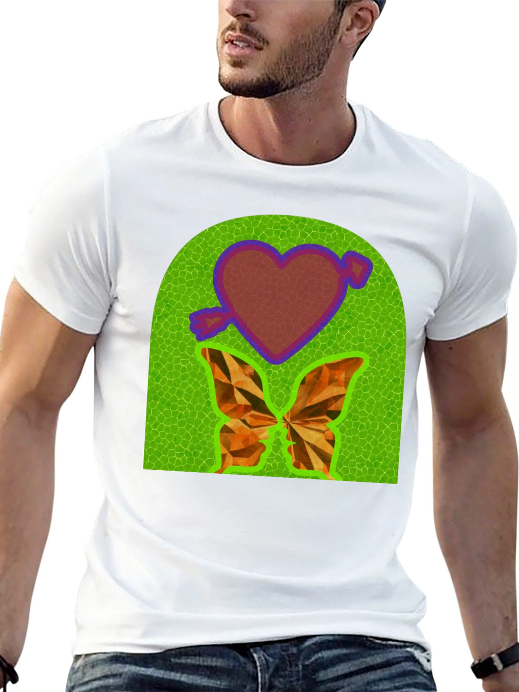 Heart & Butterfly Graphic Tee - Unique Design T-Shirt