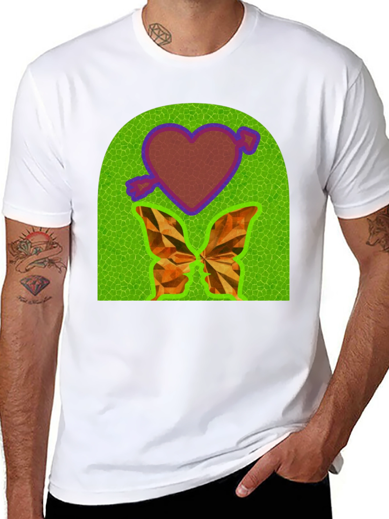 Heart & Butterfly Graphic Tee - Unique Design T-Shirt