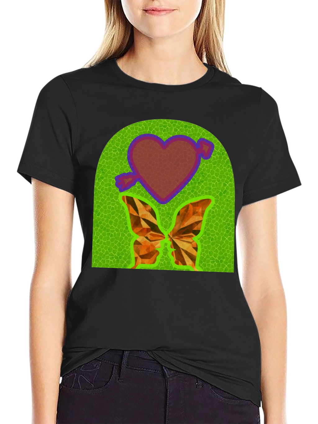 Heart & Butterfly Graphic Tee - Unique Design T-Shirt