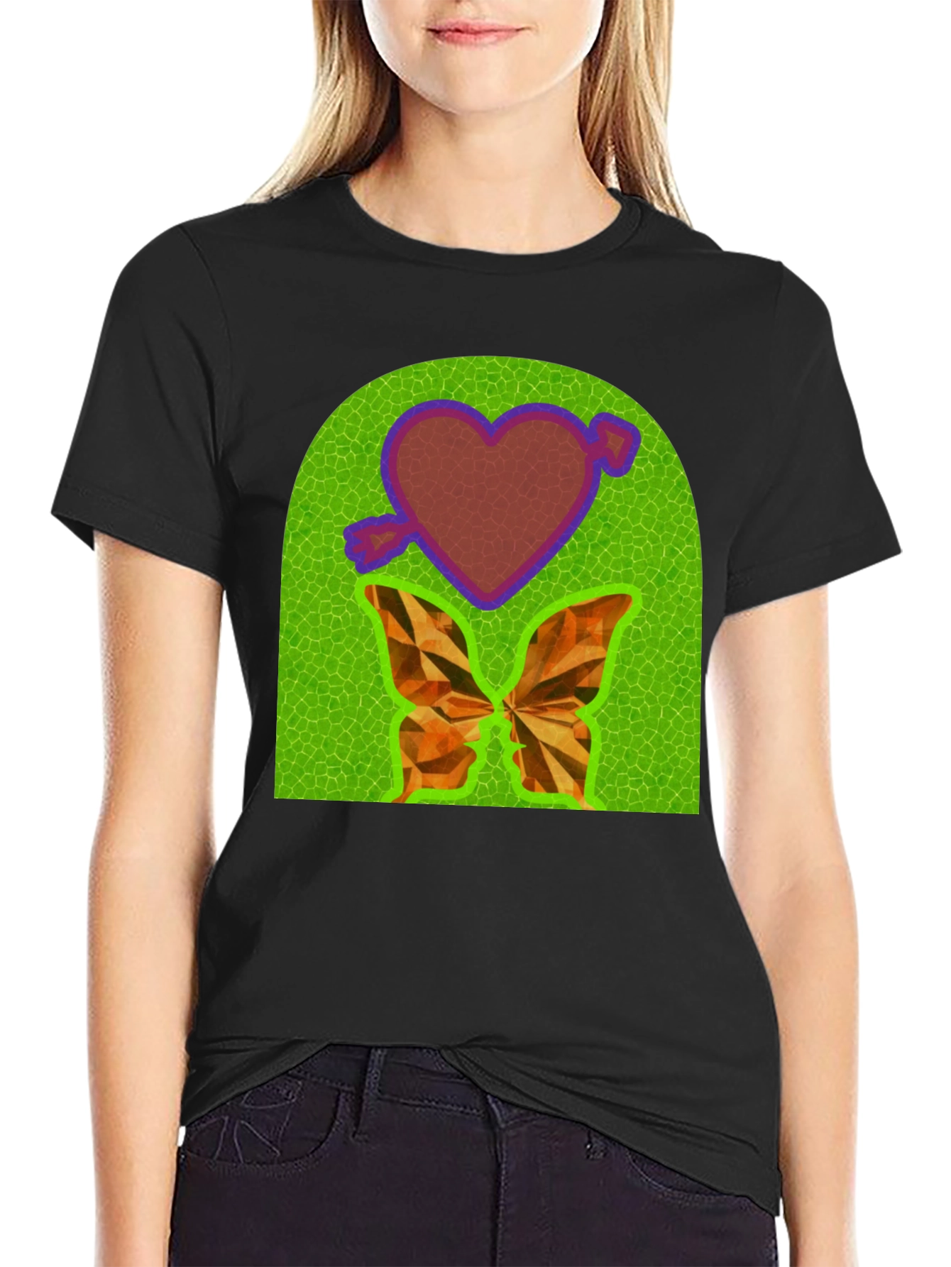 Heart & Butterfly Graphic Tee - Unique Design T-Shirt