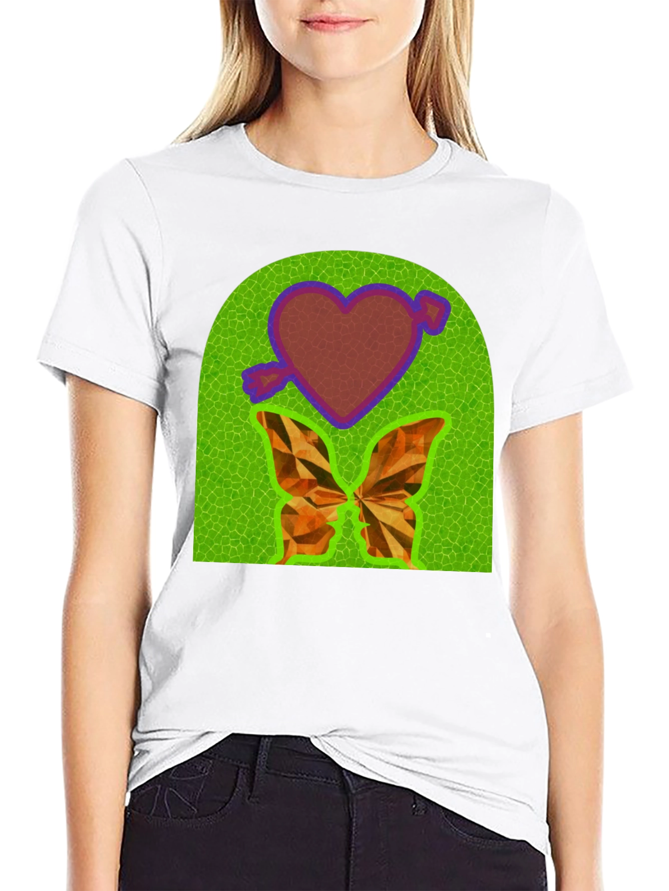 Heart & Butterfly Graphic Tee - Unique Design T-Shirt